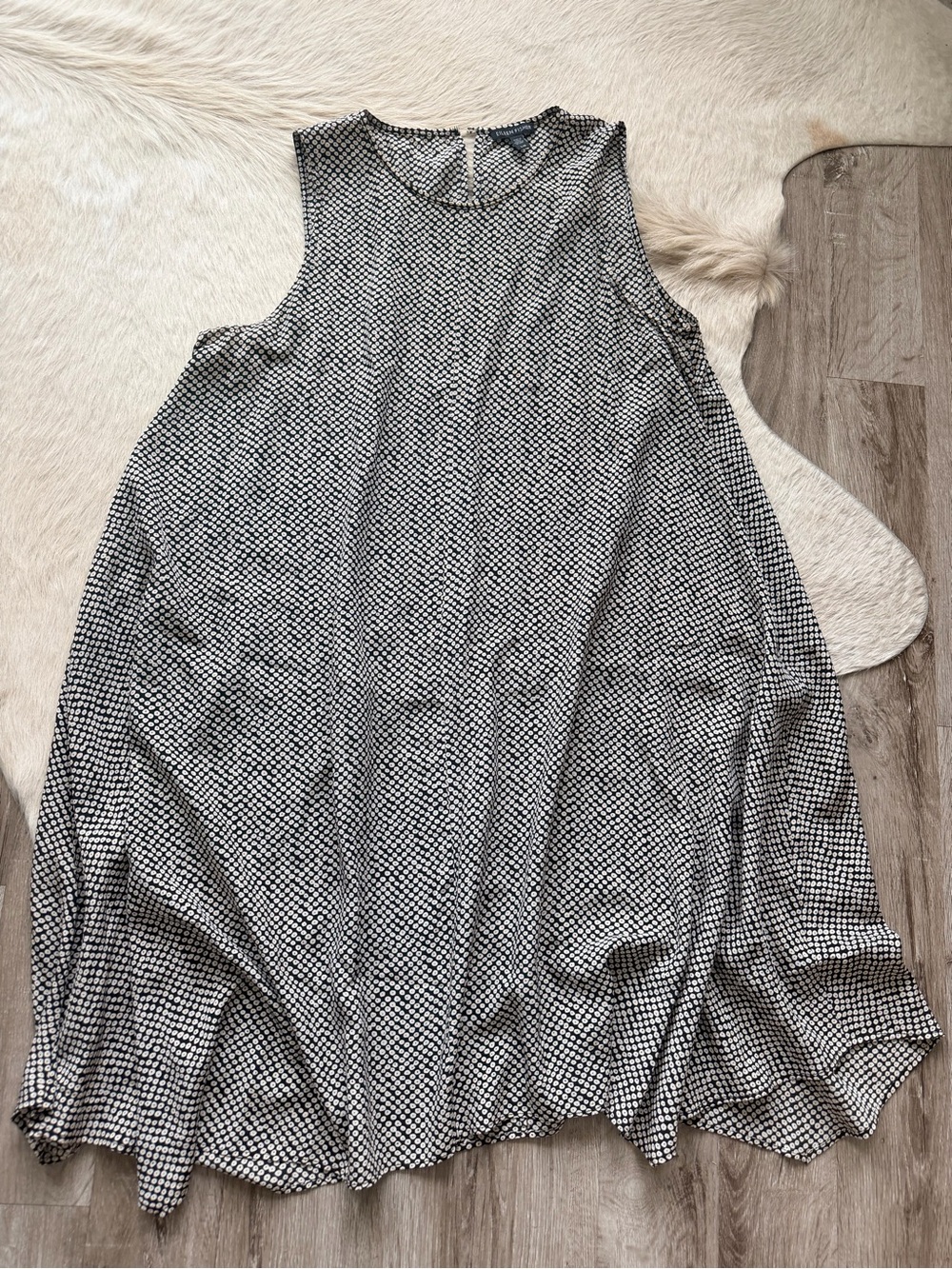 Eileen Fisher Black and White Polka Dot Sleeveless Dress